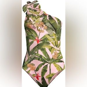 NWT Farm rio banana leaves asymmetrical one piece swimsuit